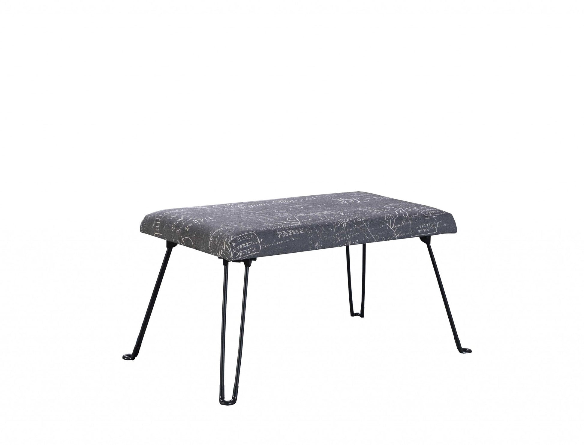 HomeRoots 31" Blue and Cream Postcard Upholstered Folding Bench