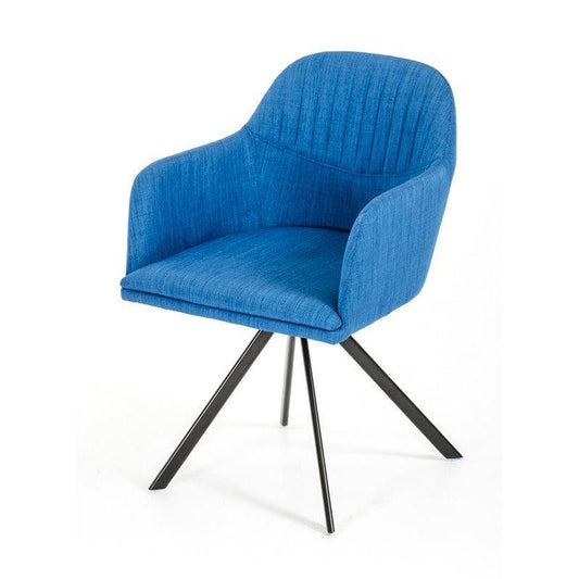 HomeRoots 31" Fabric And Metal Dining Arm Chair In Blue