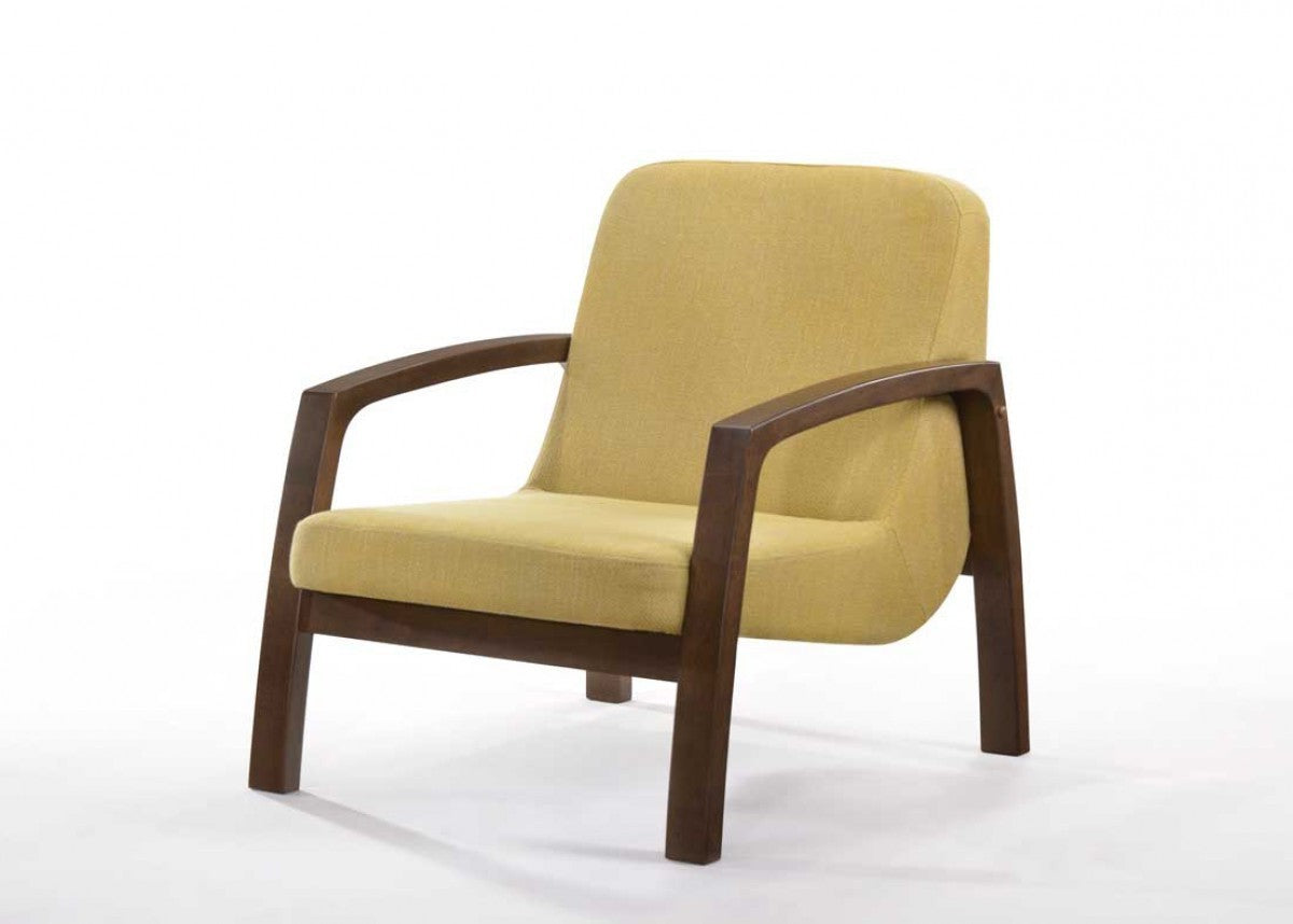 HomeRoots 31" Gold and Walnut Retro Modern Wood Armchair