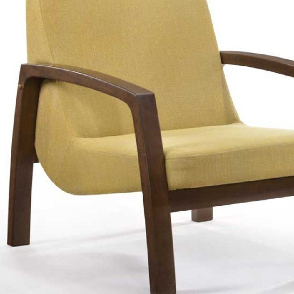 HomeRoots 31" Gold and Walnut Retro Modern Wood Armchair