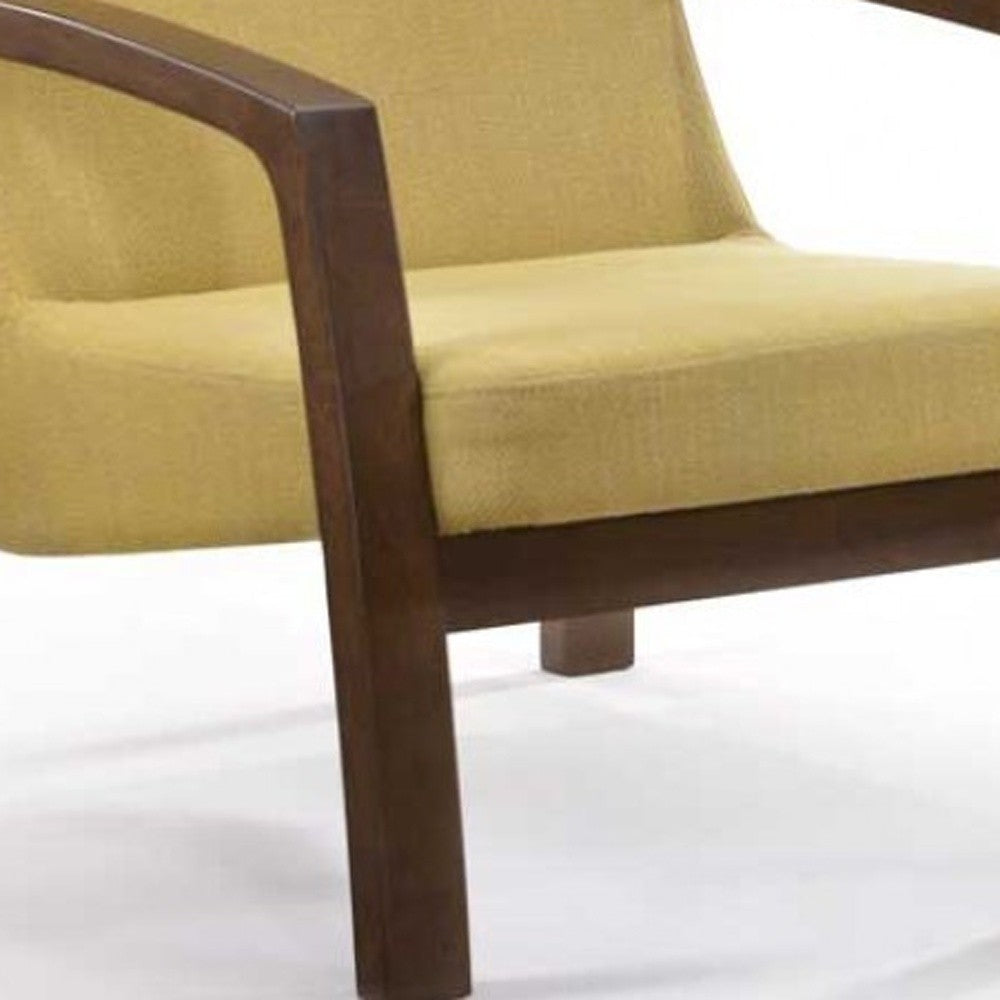 HomeRoots 31" Gold and Walnut Retro Modern Wood Armchair