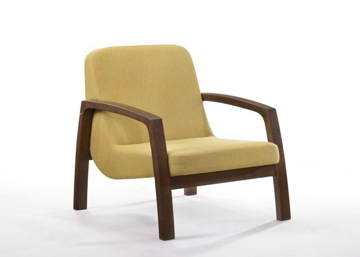 HomeRoots 31" Gold and Walnut Retro Modern Wood Armchair
