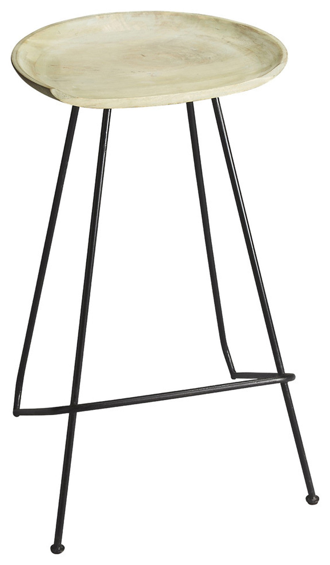 HomeRoots 31" Iron Backless Counter Height Bar Chair in Off-White and Black Finish