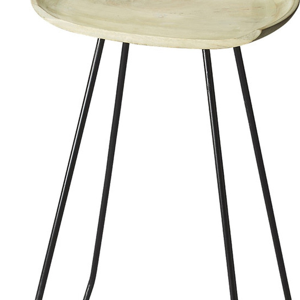 HomeRoots 31" Iron Backless Counter Height Bar Chair in Off-White and Black Finish