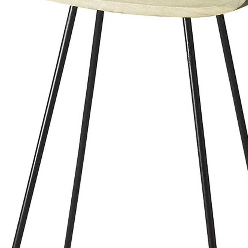 HomeRoots 31" Iron Backless Counter Height Bar Chair in Off-White and Black Finish