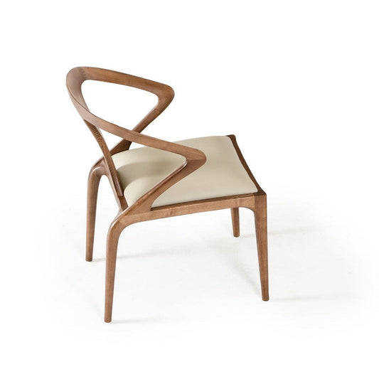 HomeRoots 31" Leatherette And Wood Dining Chair In White And Walnut