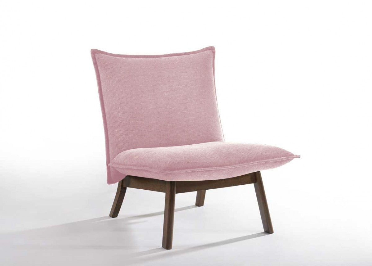HomeRoots 31" Low Profile Armless Accent Chair in Plush Pink Finish