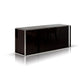 HomeRoots 31" MDF Glass And Steel Buffet In Ebony Lacquer