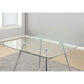 HomeRoots 31" Metal And Clear Tempered Glass Dining Table With Chrome Finish