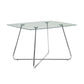 HomeRoots 31" Metal And Clear Tempered Glass Dining Table With Chrome Finish