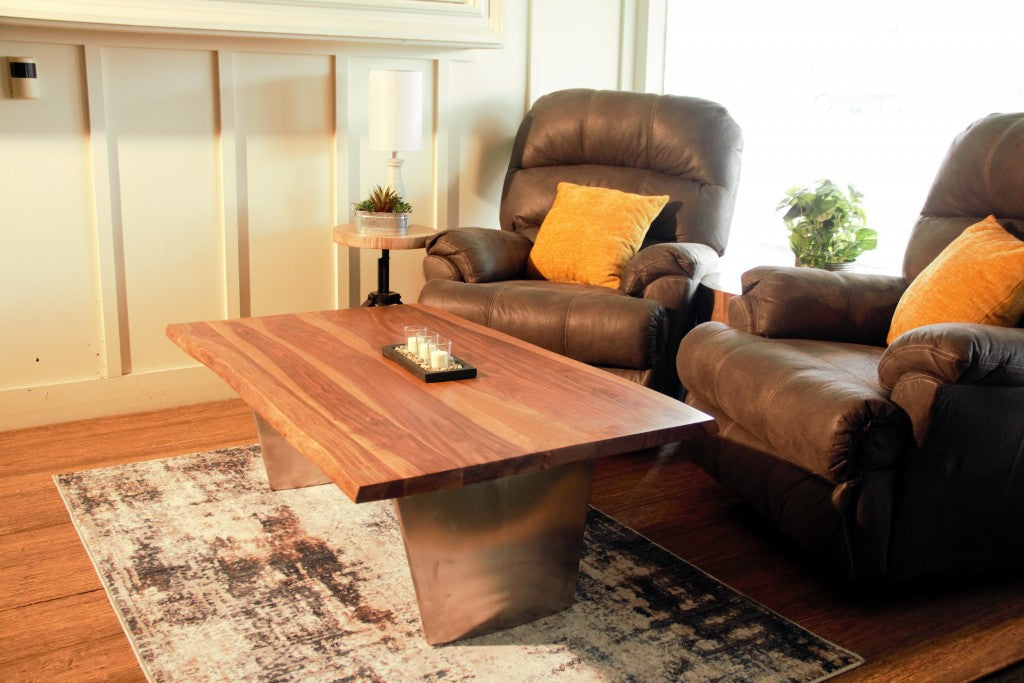 HomeRoots 31" Rustic Brown Mango Wood Live Edge Coffee Table