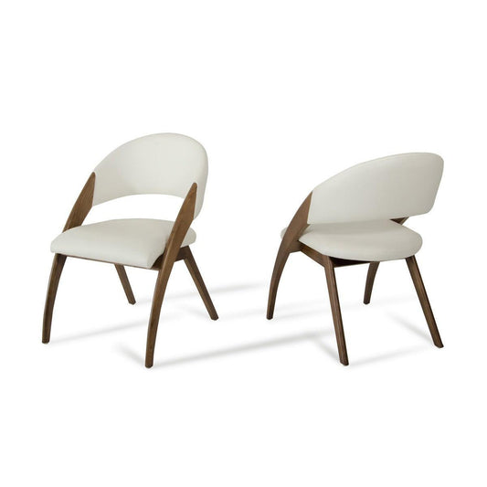 HomeRoots 31" Walnut Wood And Cream Leatherette Dining Chair