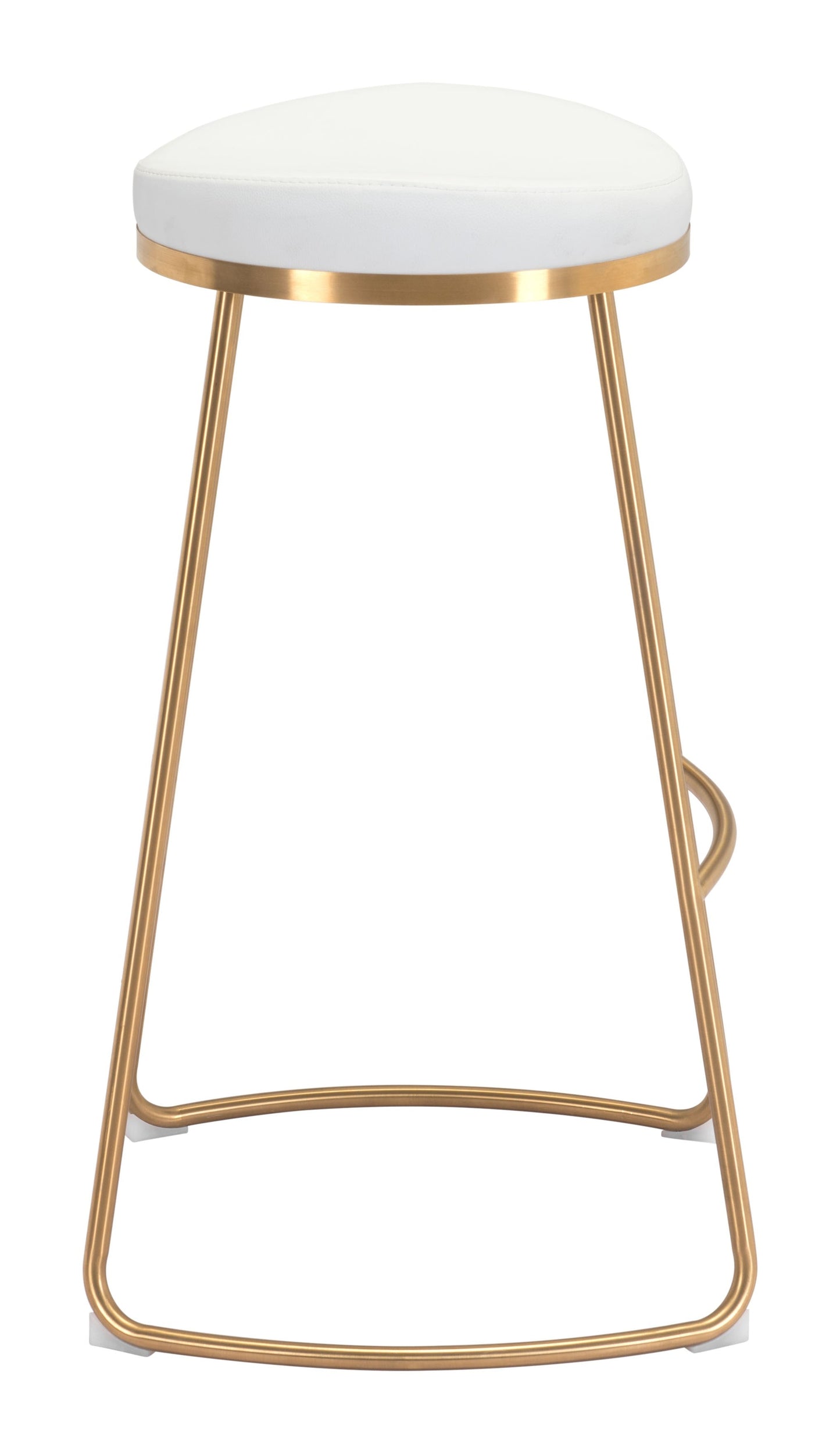 HomeRoots 31" White And Gold Steel Backless Bar Height Bar Chairs in Set of Two
