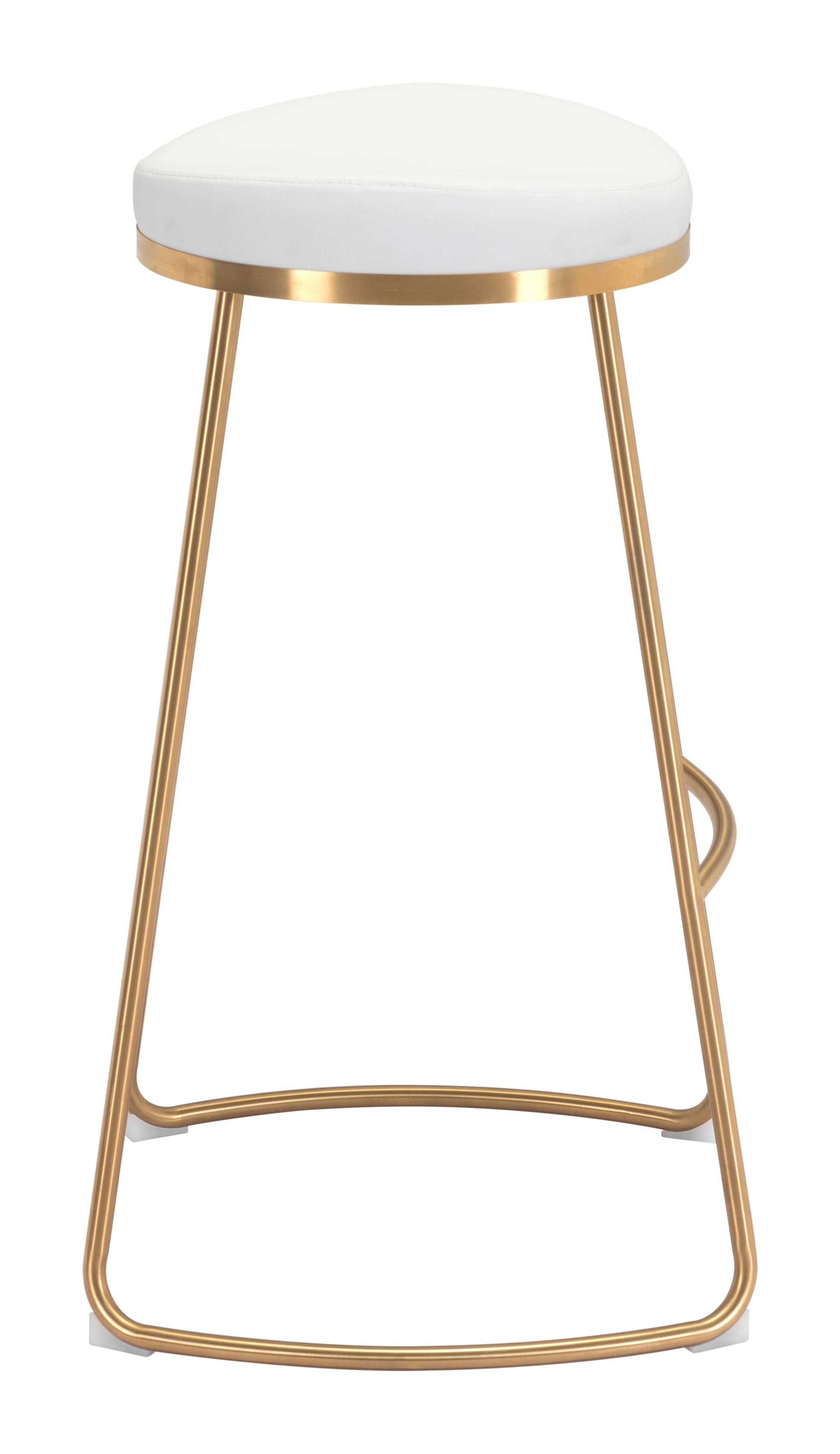 HomeRoots 31" White And Gold Steel Backless Bar Height Bar Chairs in Set of Two
