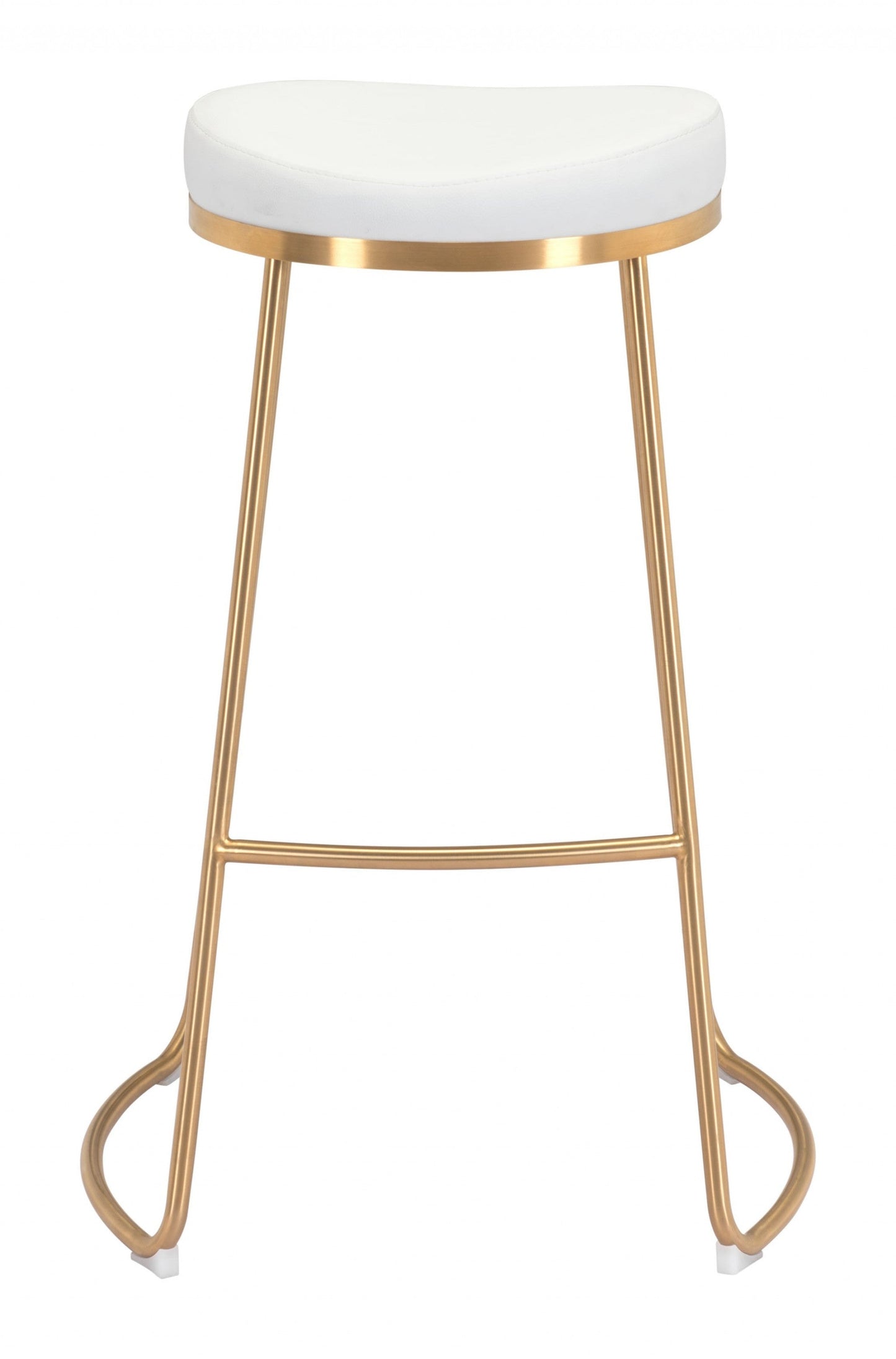 HomeRoots 31" White And Gold Steel Backless Bar Height Bar Chairs in Set of Two