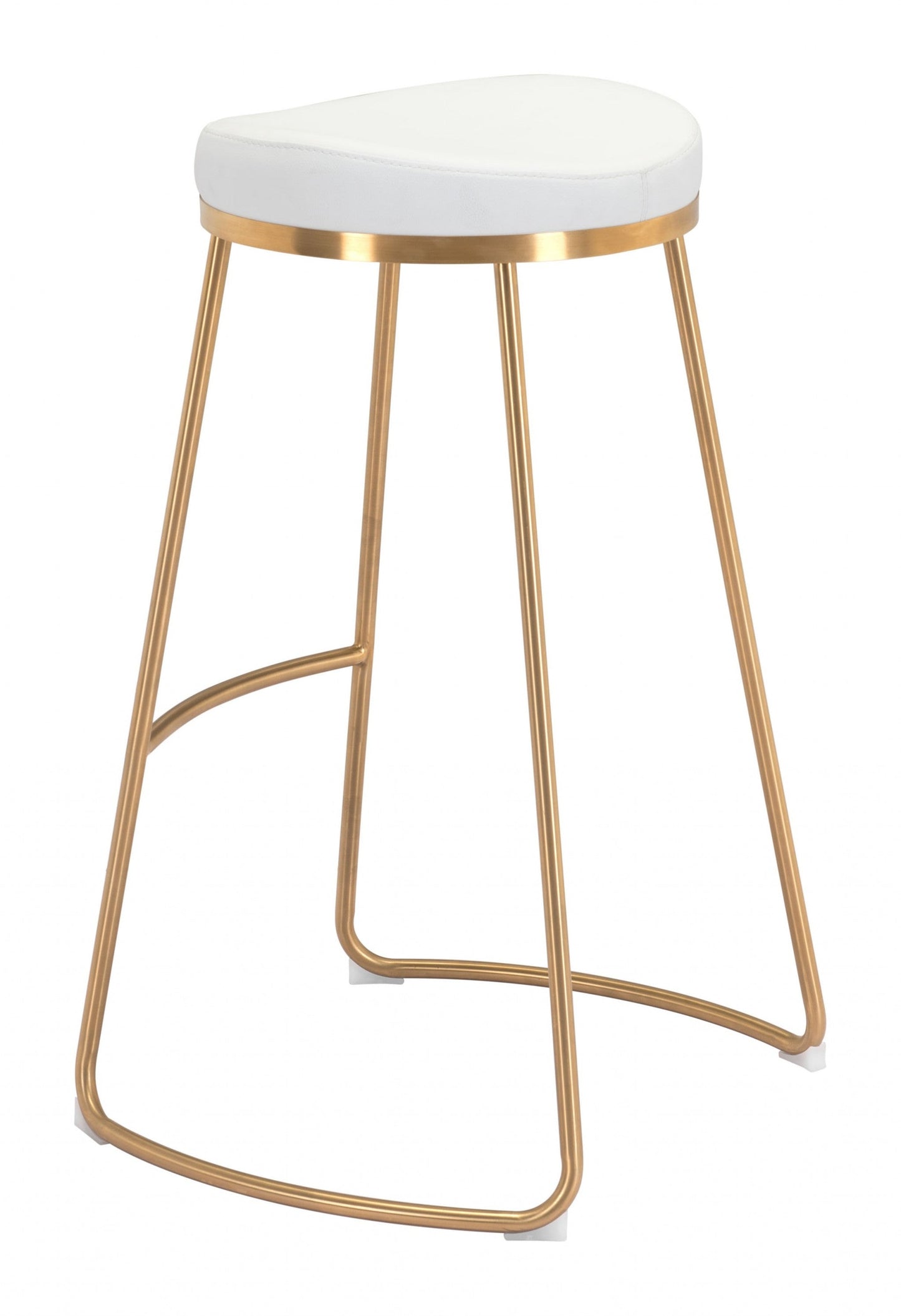 HomeRoots 31" White And Gold Steel Backless Bar Height Bar Chairs in Set of Two