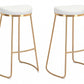 HomeRoots 31" White And Gold Steel Backless Bar Height Bar Chairs in Set of Two