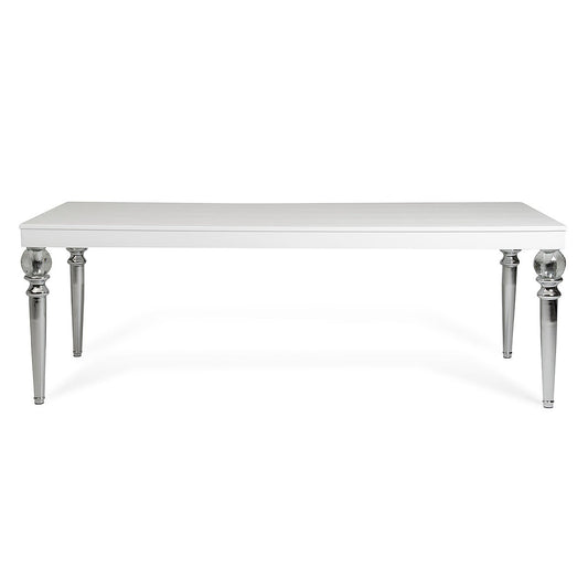 HomeRoots 31" White Crocodile Dining Table With Crystal Clear Legs
