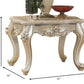 HomeRoots 31" x 31" x 24" Marble Wood End Table With Champagne Finish