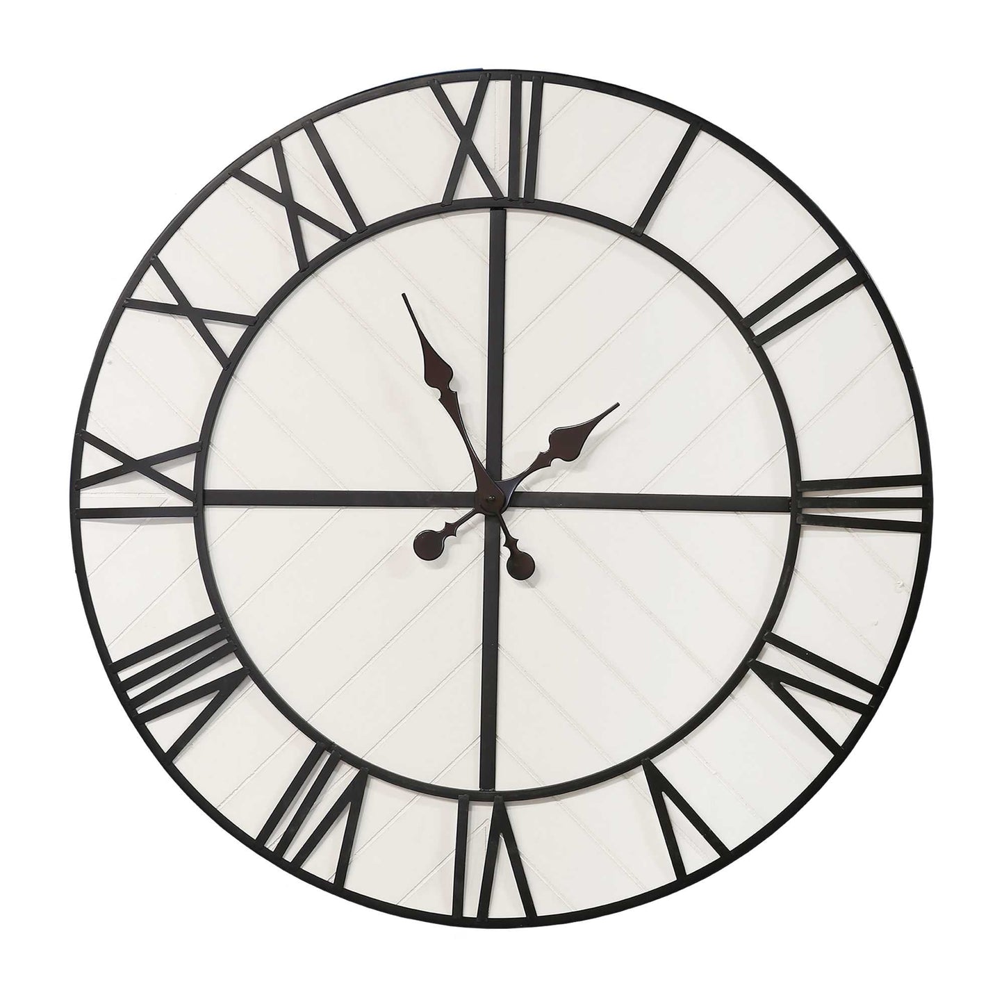 HomeRoots 31.5 White Wood and Black Metal Wall Clock
