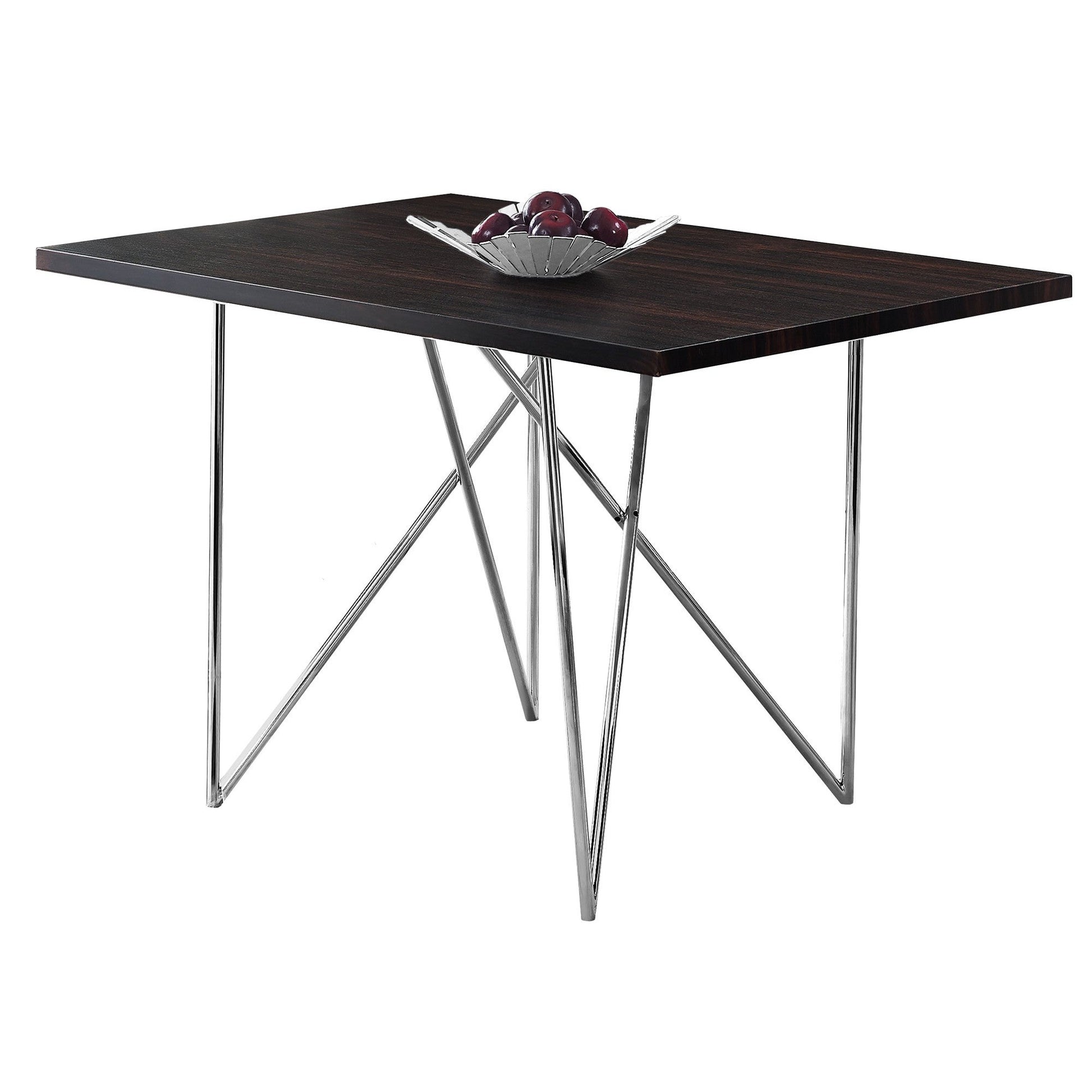 HomeRoots 31.5" X 47.5" X 30" Hollow Core Particle Board Metal Dining Table in Cappuccino Finish