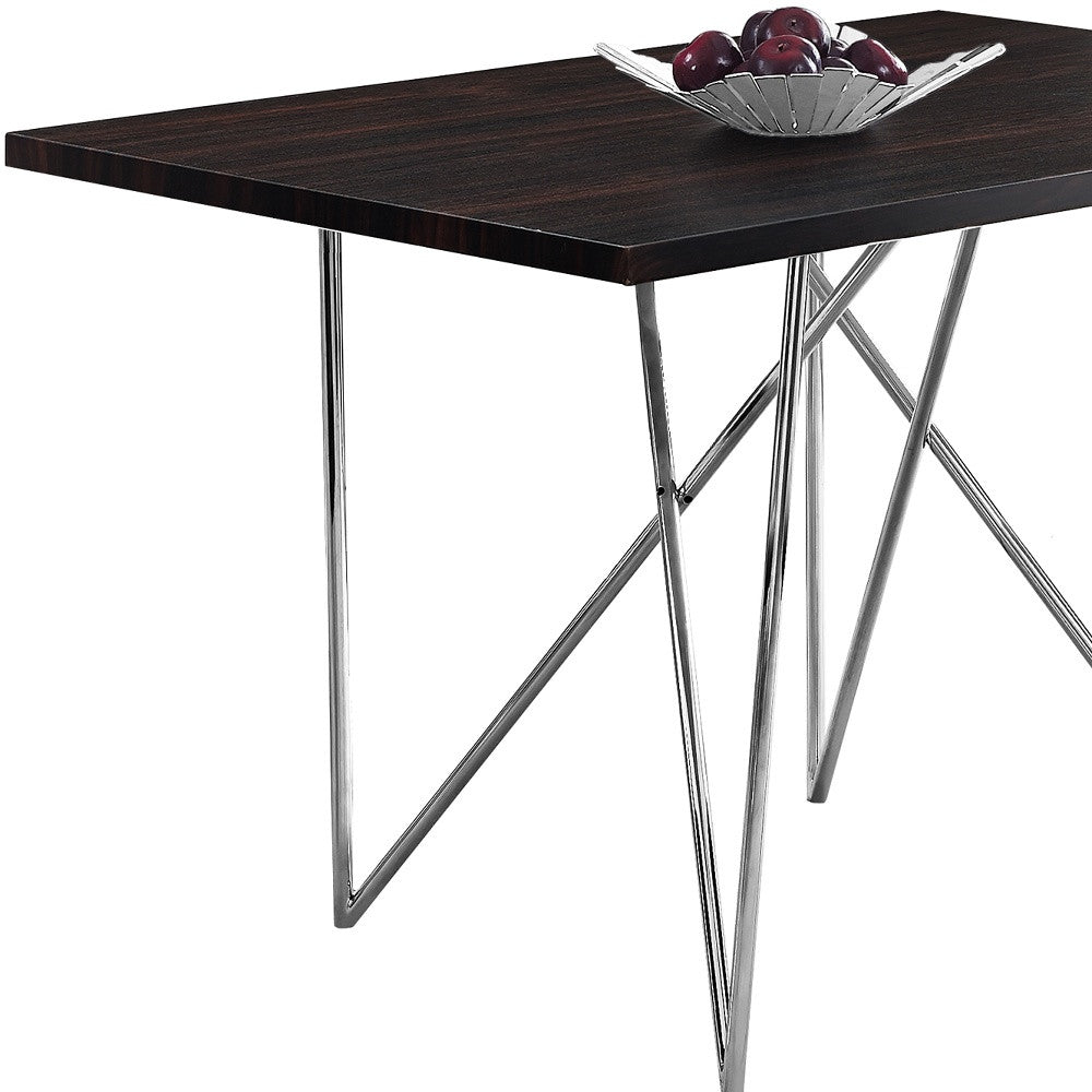 HomeRoots 31.5" X 47.5" X 30" Hollow Core Particle Board Metal Dining Table in Cappuccino Finish