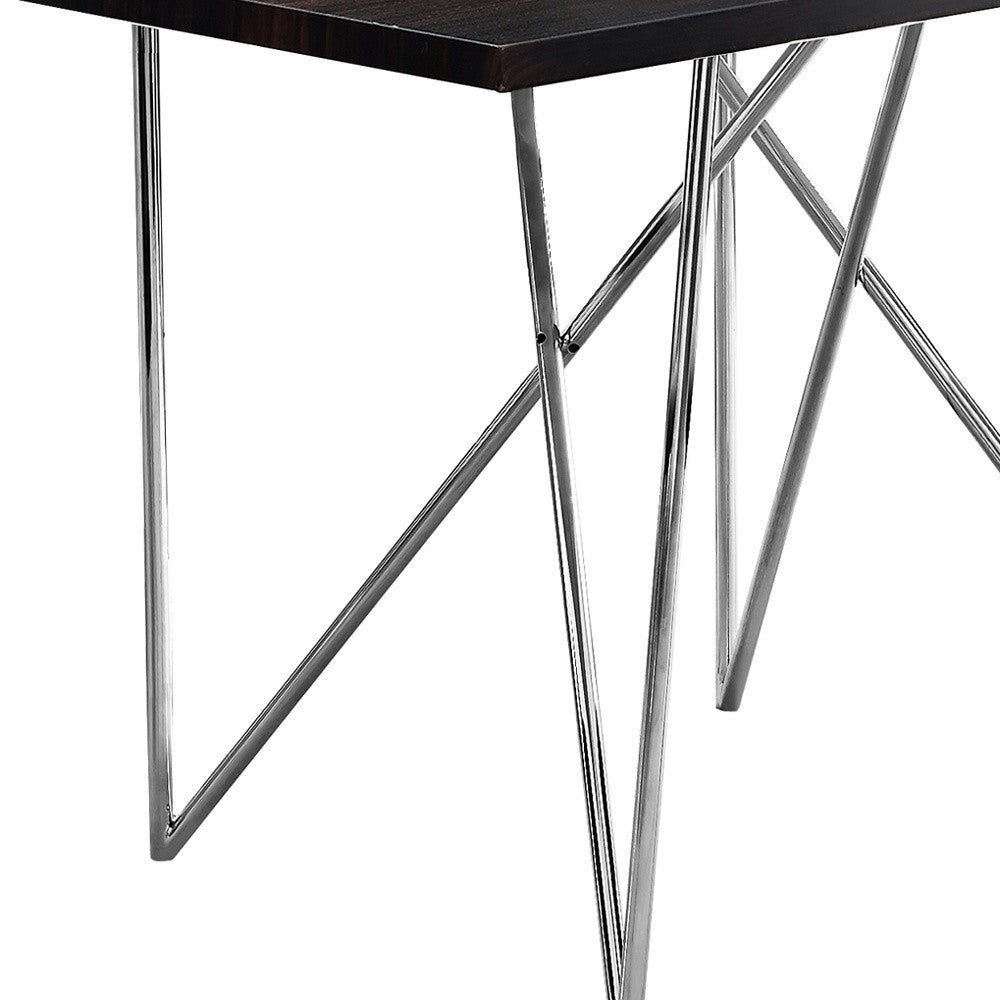 HomeRoots 31.5" X 47.5" X 30" Hollow Core Particle Board Metal Dining Table in Cappuccino Finish