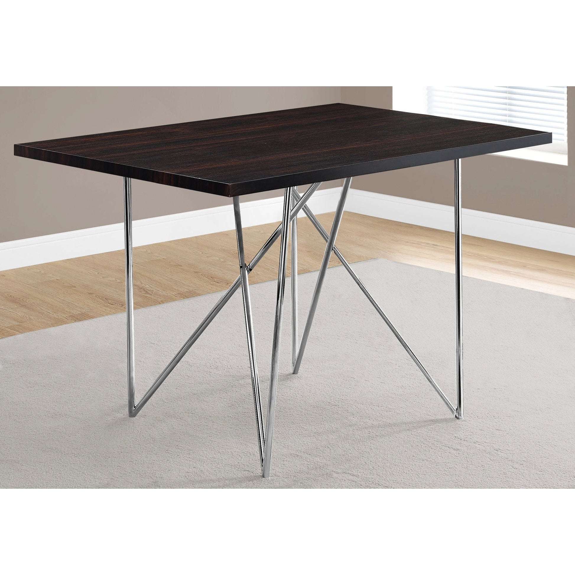 HomeRoots 31.5" X 47.5" X 30" Hollow Core Particle Board Metal Dining Table in Cappuccino Finish