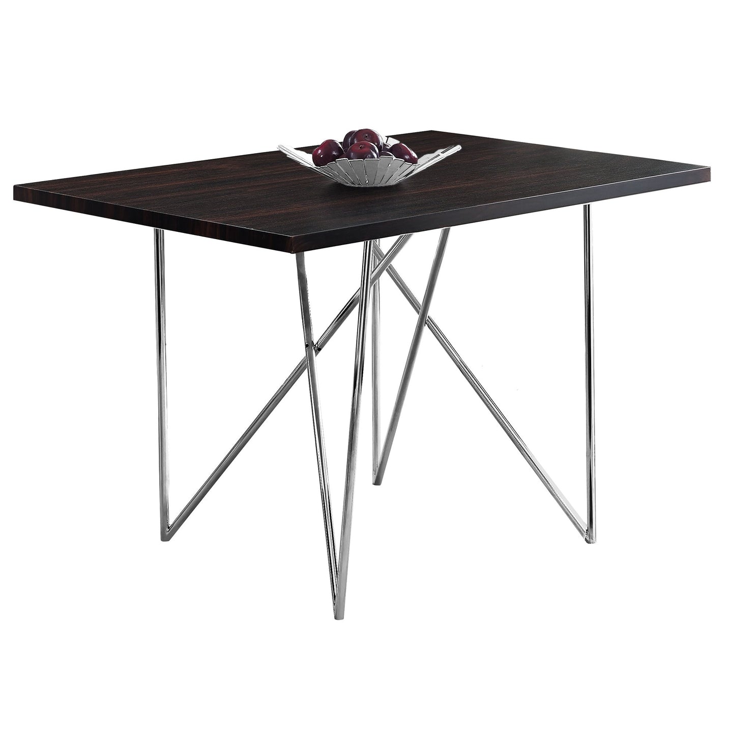 HomeRoots 31.5" X 47.5" X 30" Hollow Core Particle Board Metal Dining Table in Cappuccino Finish