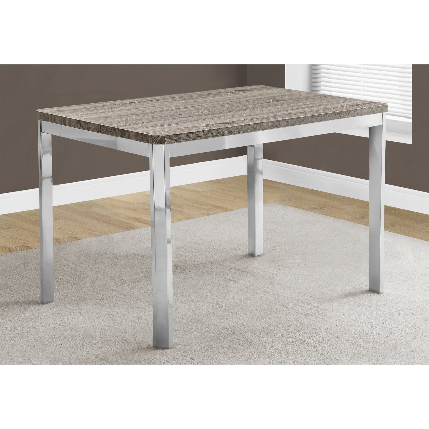 HomeRoots 31.5" X 47.5" X 30" Hollow Core Particle Board Metal Dining Table in Dark Taupe Finish