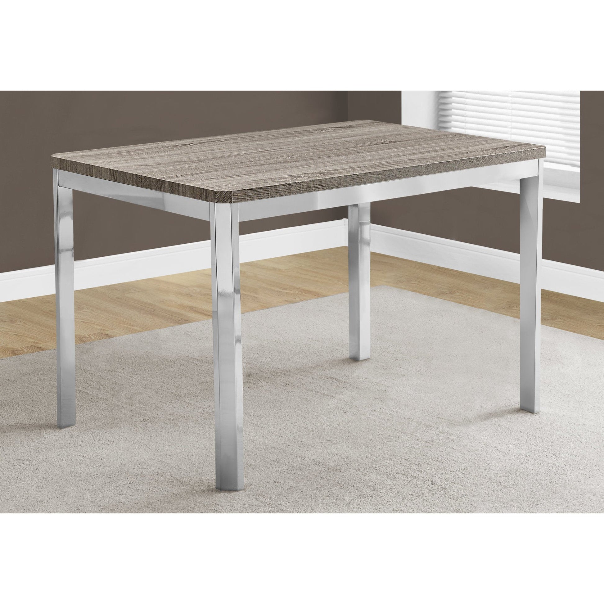 HomeRoots 31.5" X 47.5" X 30" Hollow Core Particle Board Metal Dining Table in Dark Taupe Finish