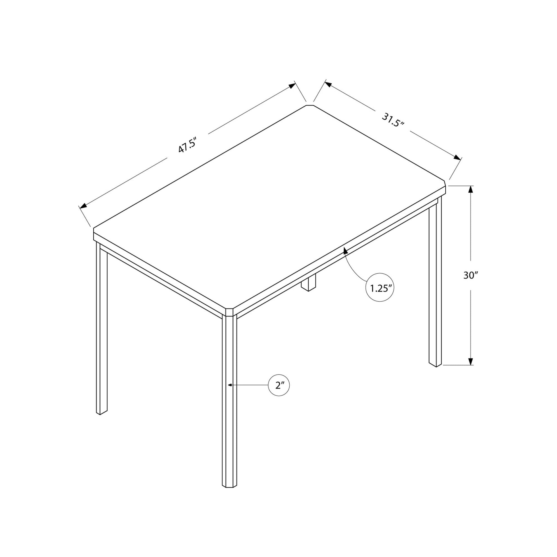 HomeRoots 31.5" X 47.5" X 30" Particle Board Metal Dining Table in White Finish