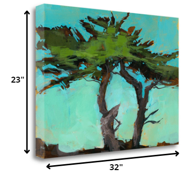 HomeRoots 32" Abstract Green Tree 3 Giclee Wrap Canvas Wall Art
