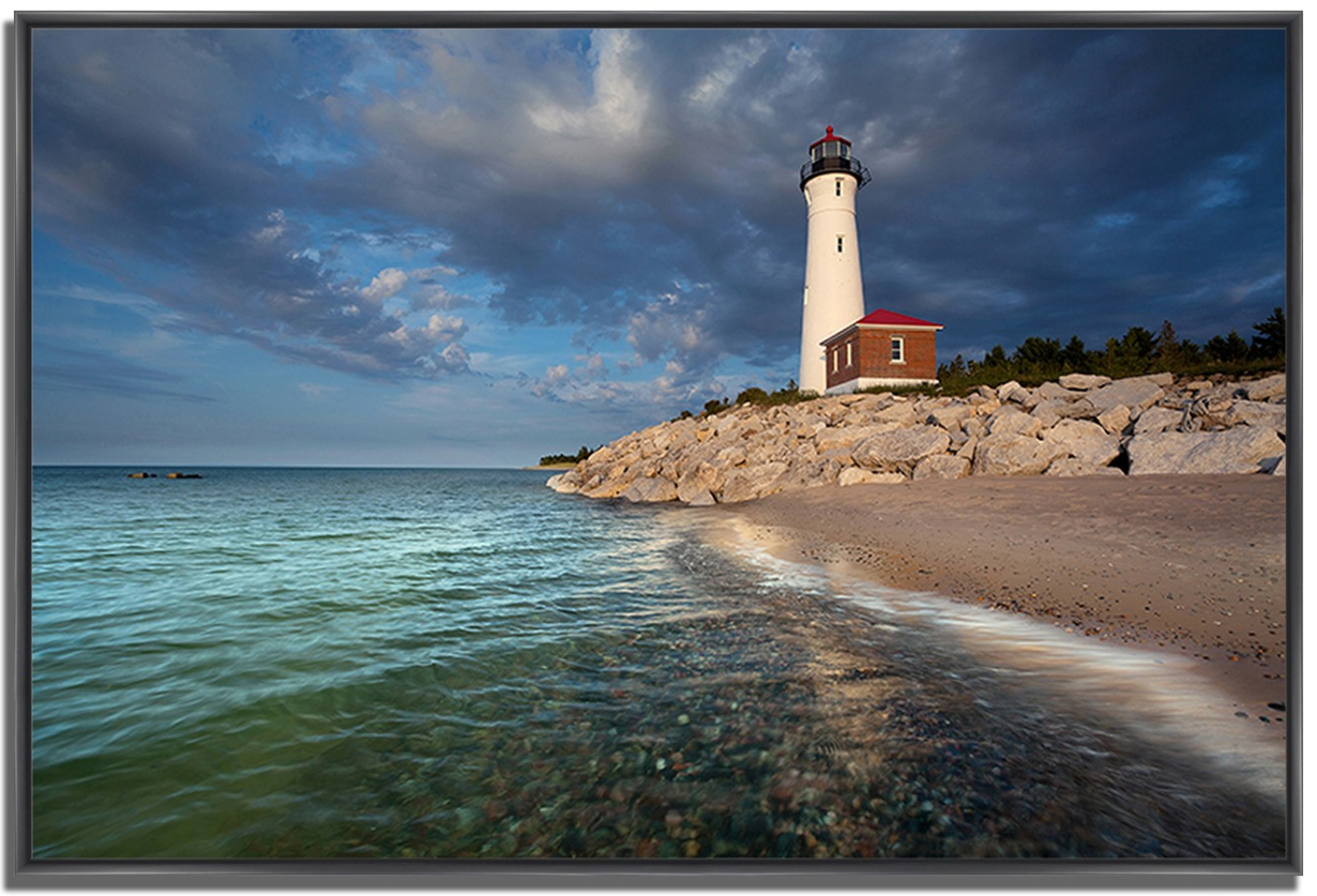 HomeRoots 32" Beach with White Light House 3 Giclee Wrap Canvas Wall Art