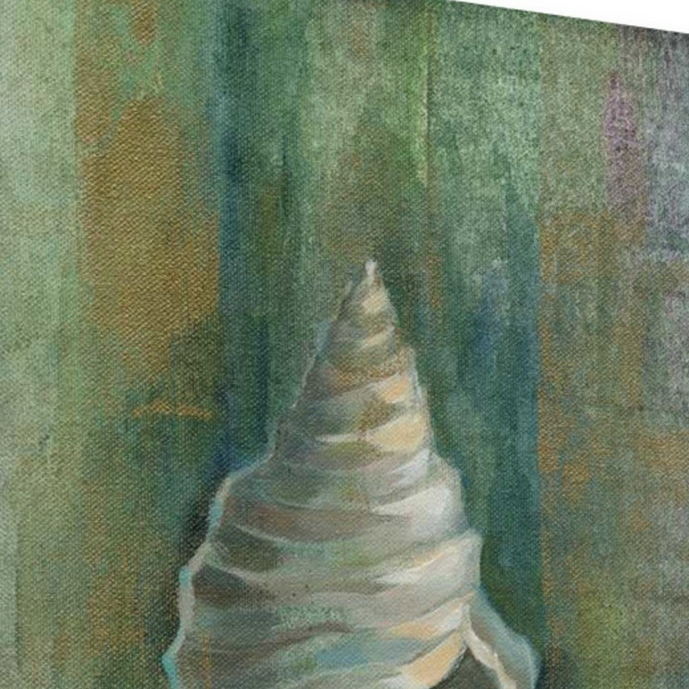 HomeRoots 32" Blue and Green Seashell Giclee Wrap Canvas Wall Art
