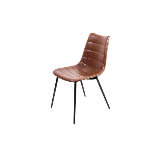 HomeRoots 32" Brown Leatherette And Iron Dining Chairs, Set of 2