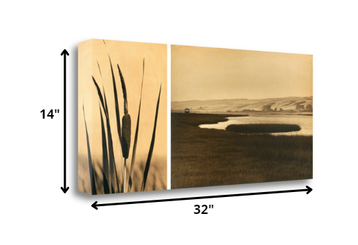 HomeRoots 32" By the Water Sepia Tone Giclee Wrap Canvas Wall Art