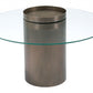 HomeRoots 32" Clear And Antique Gold Glass And Steel Round Coffee Table in Set of Two