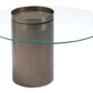 HomeRoots 32" Clear And Antique Gold Glass And Steel Round Coffee Table in Set of Two
