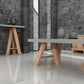 HomeRoots 32" Concrete and Solid Acacia Wood Console Table