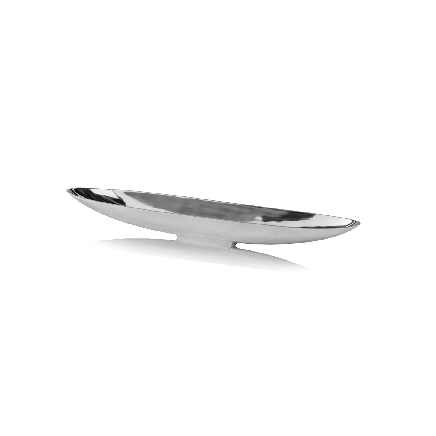 HomeRoots 32" Contemporary Long Boat Tray With Shiny Silver Finish