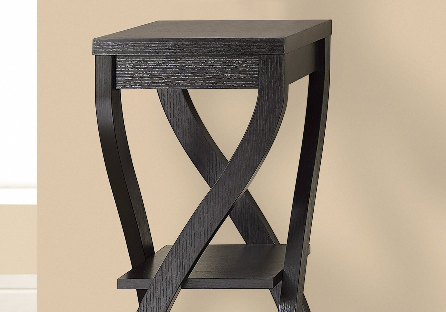 HomeRoots 32" End Table With Two Shelves in Dark Brown Finish