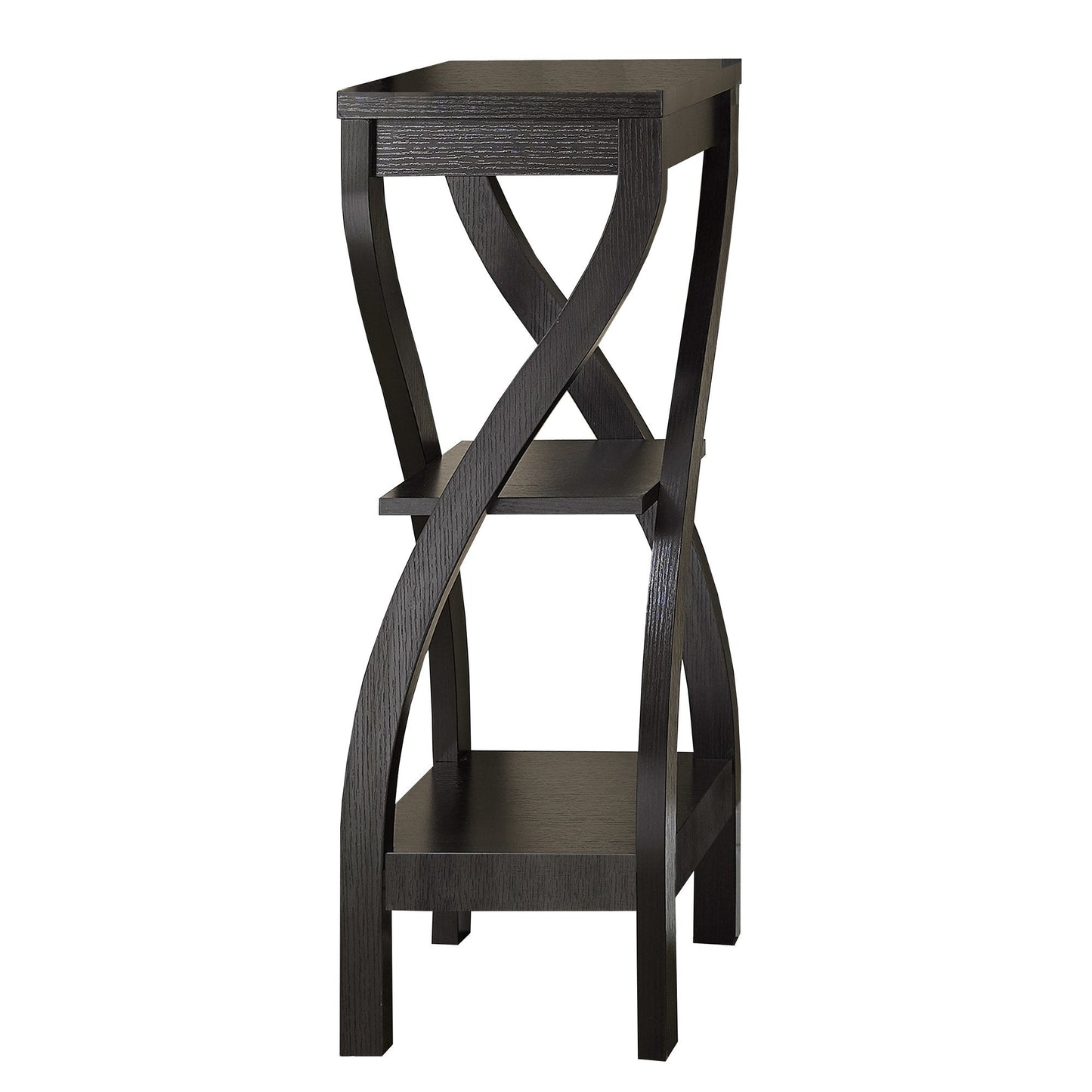 HomeRoots 32" End Table With Two Shelves in Dark Brown Finish