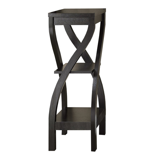 HomeRoots 32" End Table With Two Shelves in Dark Brown Finish