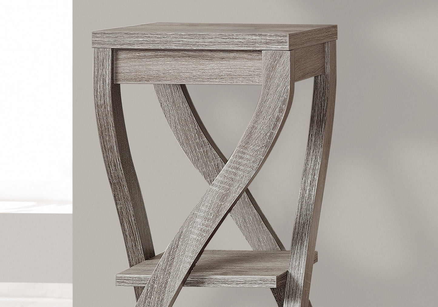 HomeRoots 32" End Table With Two Shelves in Deep Taupe Finish