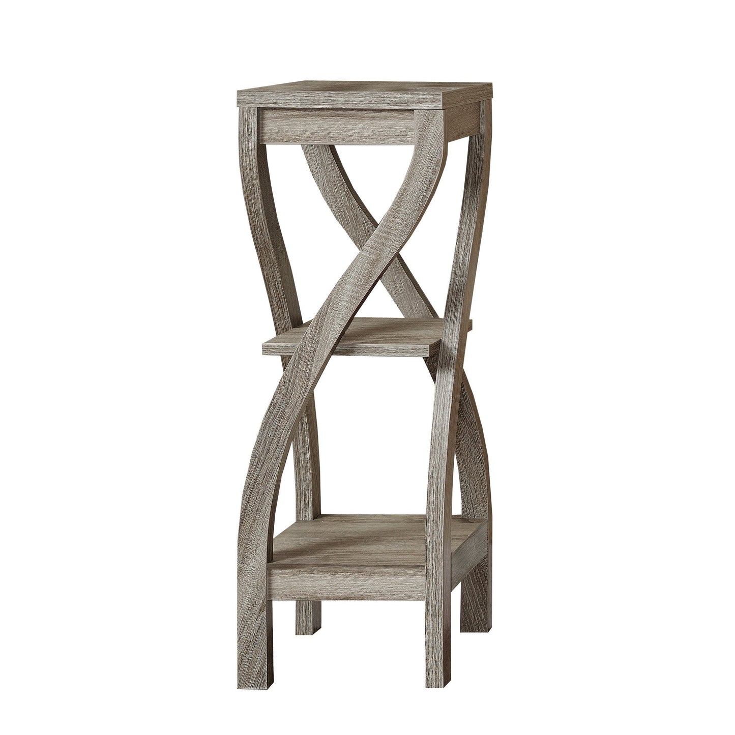 HomeRoots 32" End Table With Two Shelves in Deep Taupe Finish