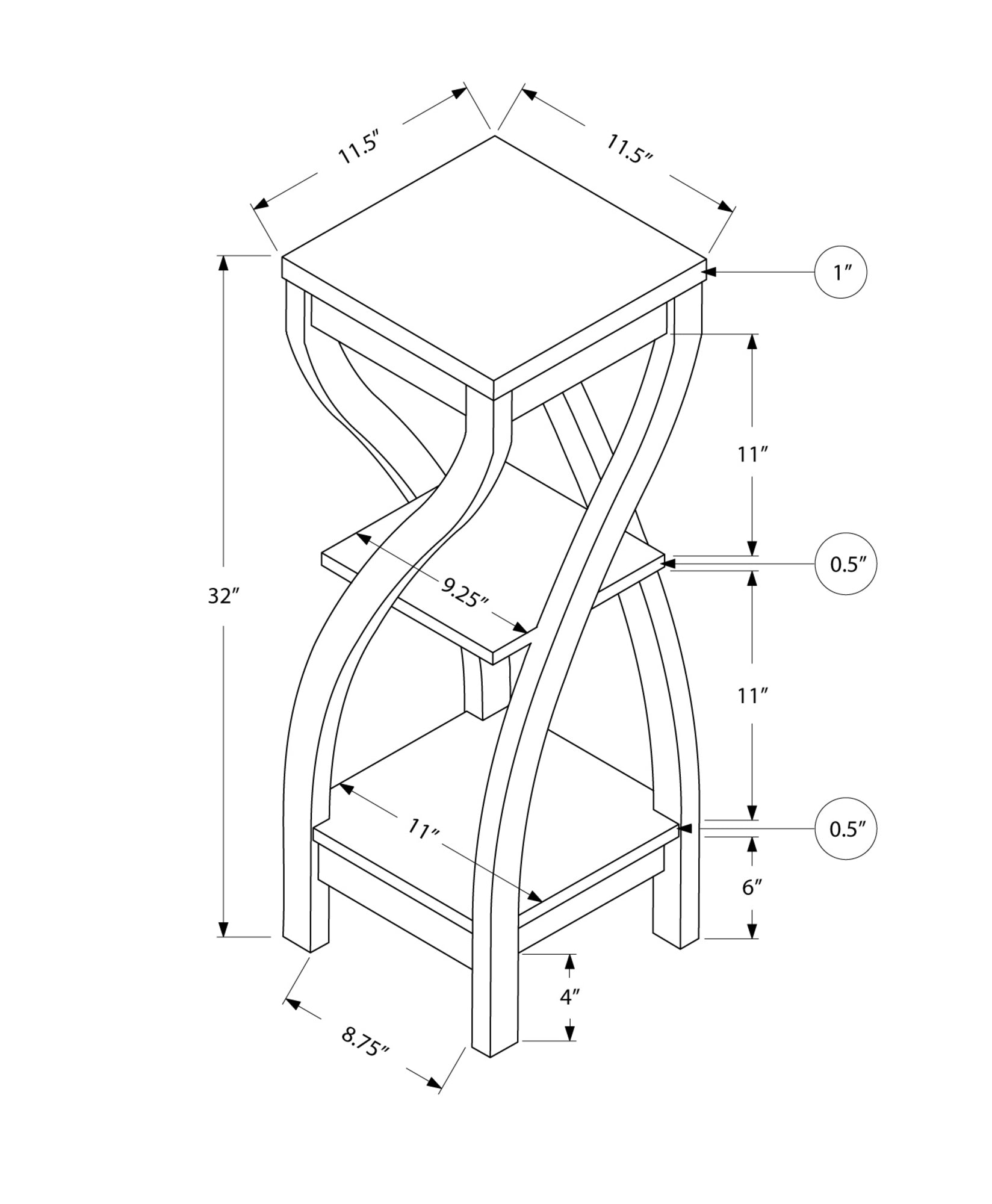 HomeRoots 32" End Table With Two Shelves in White Finish