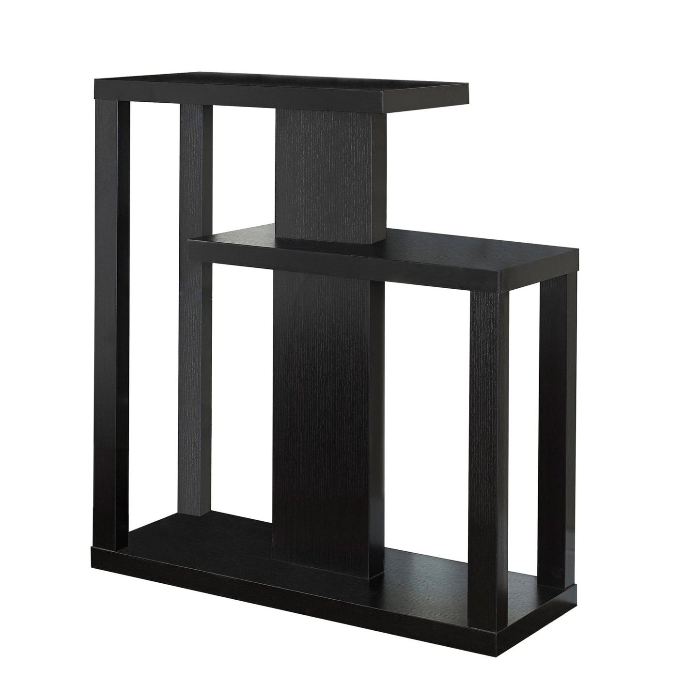 HomeRoots 32" Free Form Floor Shelf Console Table With Storage in Espresso Finish