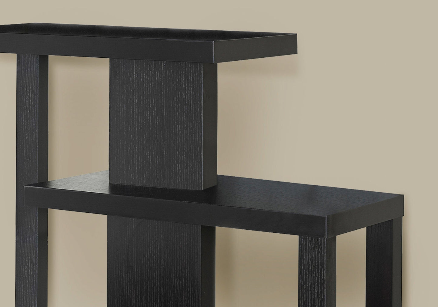 HomeRoots 32" Free Form Floor Shelf Console Table With Storage in Espresso Finish