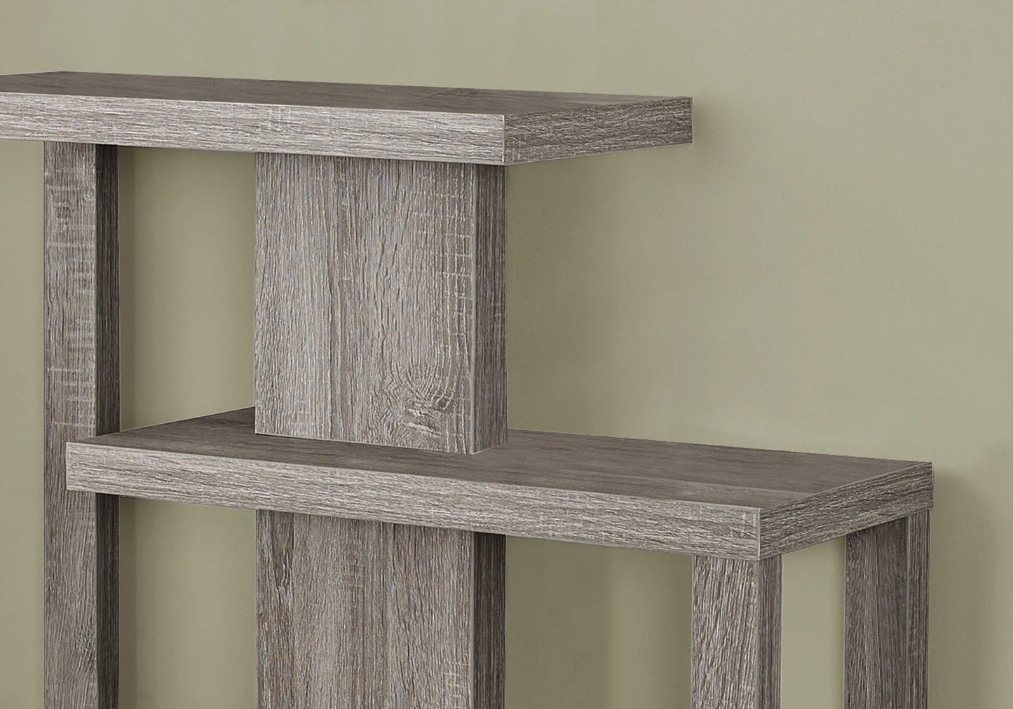 HomeRoots 32" Free Form Floor Shelf Console Table With Storage in Taupe Finish